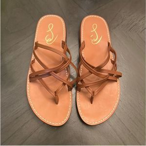 NWOT Sam Edelman Marinea Strappy Slide Sandal in Saddle Leather - 7.5M